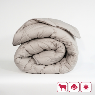 Лятна вълнена завивка "Мерино Лайт Сива" двойна 200/210 см   