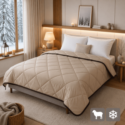 Вълнена олекотена завивка Мерино Натурал 200/210 см