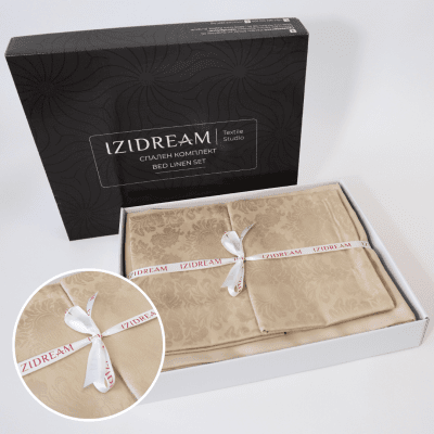 Единичен спален комплект "Памук Сатен Жакард" капучино